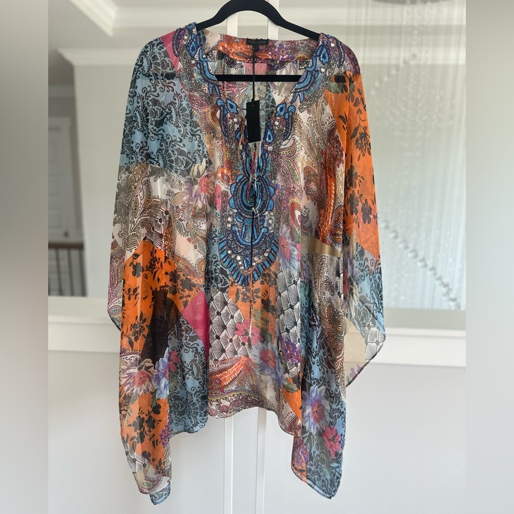 Kendall And Kylie Multicolor Bohemian Kaftan Coverup Dress